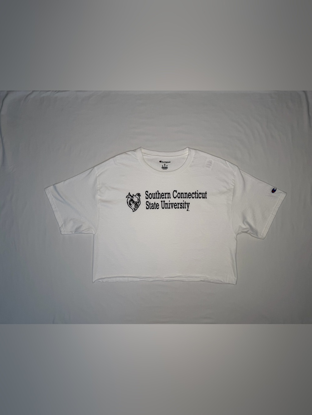 Champion White Southern Connecticut State University Crop Tee